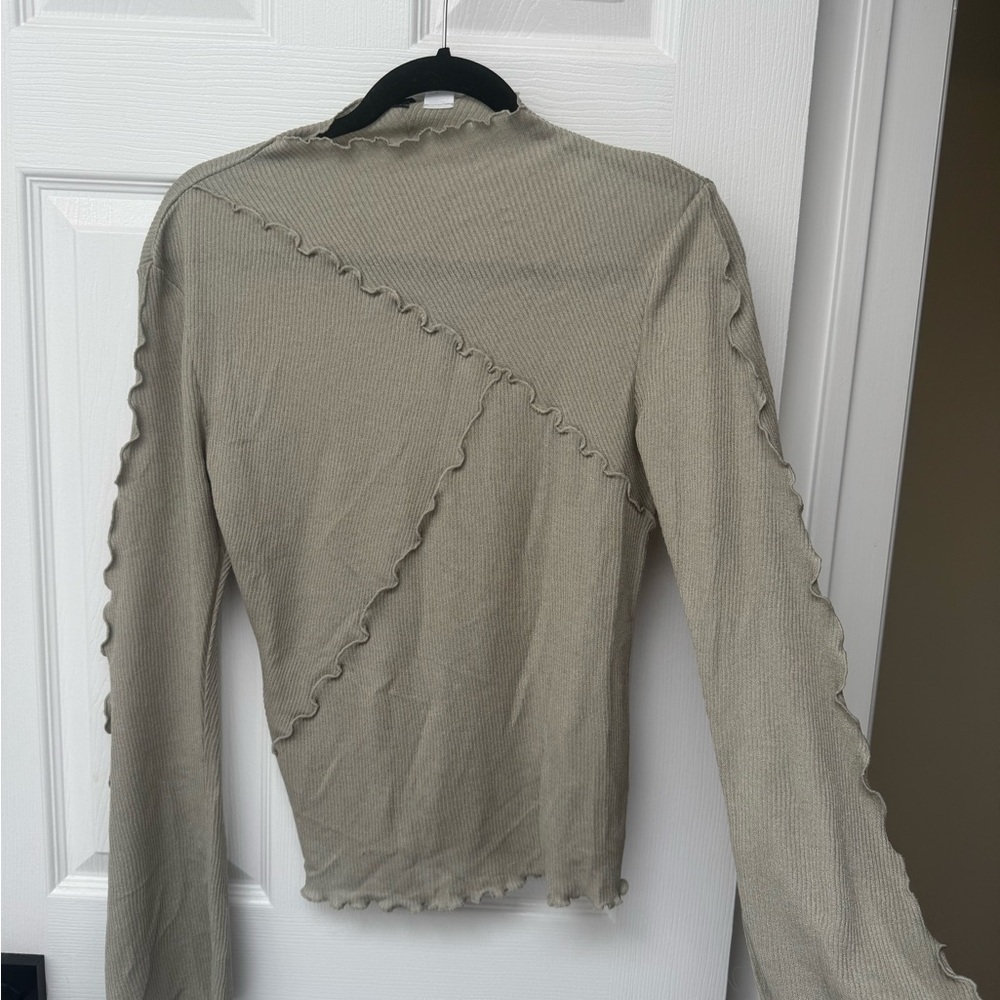 H&M Taupe Ruffle Detail Blouse